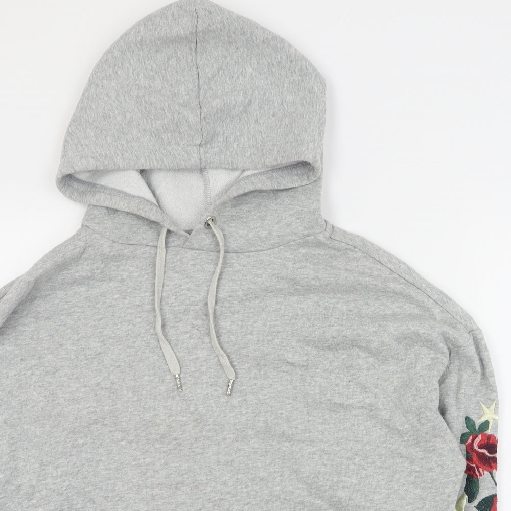 H&M Womens Grey  Cotton Pullover Hoodie Size M  Pullover - Cropped