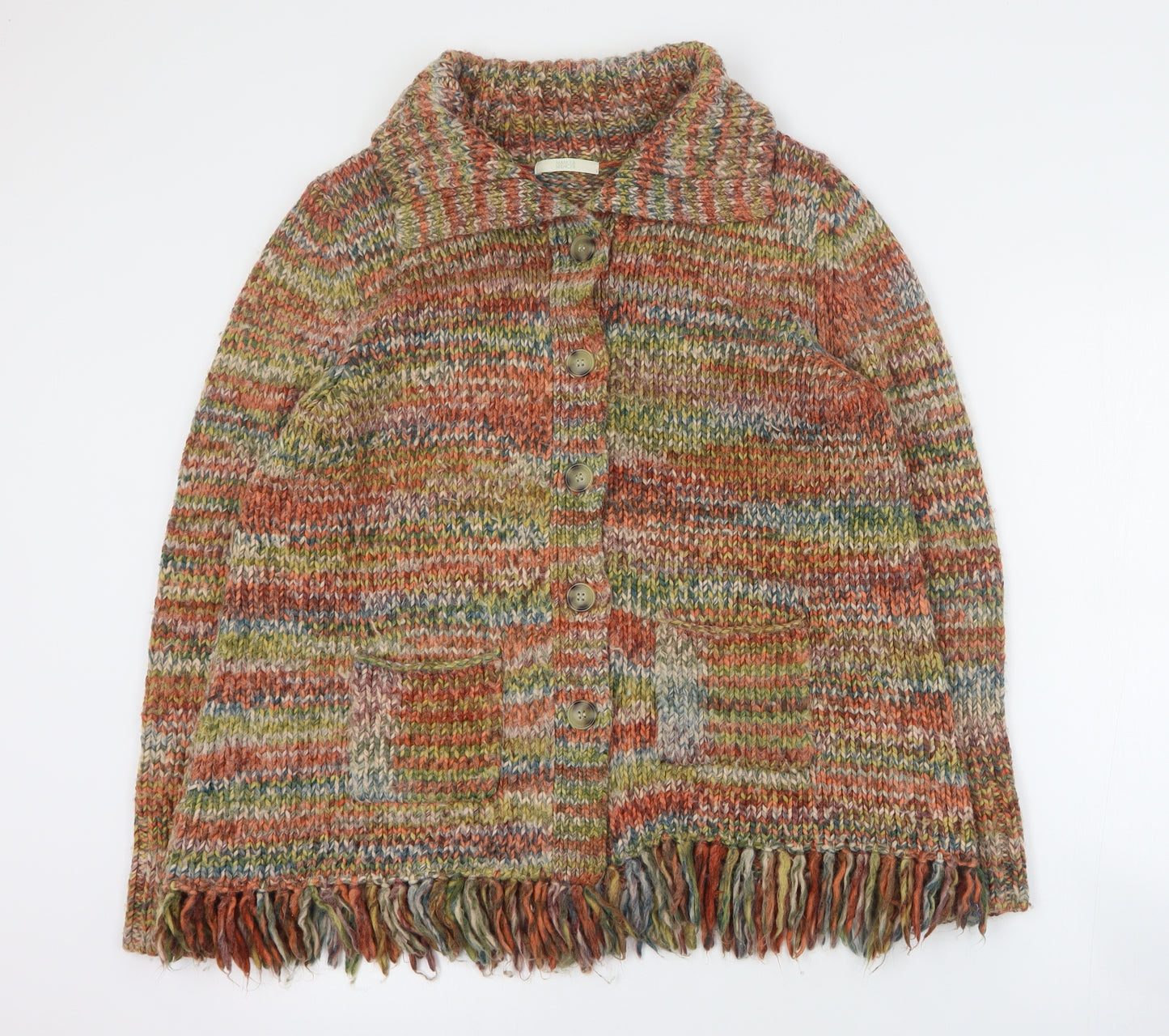 Marks and Spencer Womens Multicoloured Collared  Acrylic Cardigan Jumper Size XL