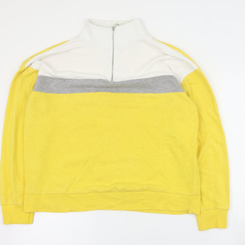 New Look Womens Yellow Colourblock Cotton Henley Sweatshirt Size 12  Zip