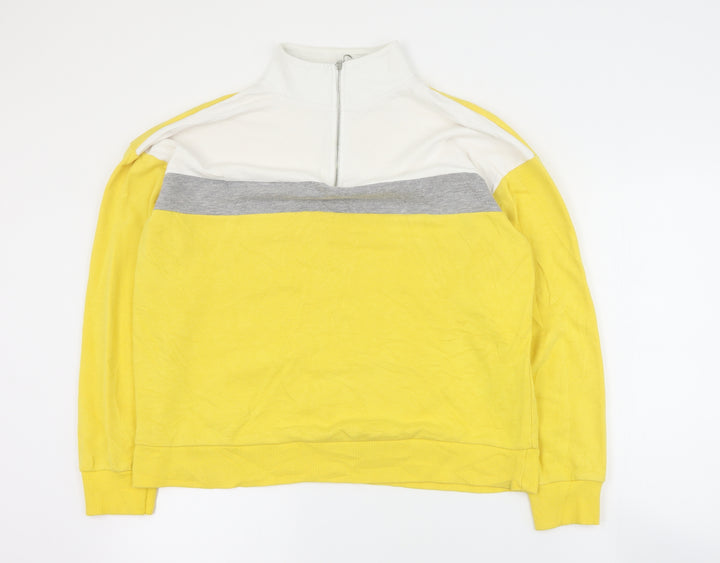 New Look Womens Yellow Colourblock Cotton Henley Sweatshirt Size 12  Zip