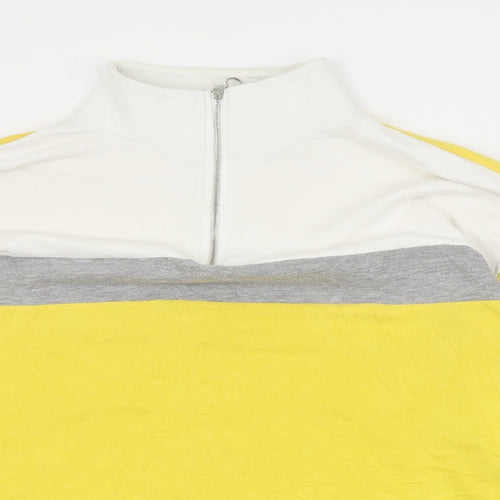 New Look Womens Yellow Colourblock Cotton Henley Sweatshirt Size 12  Zip