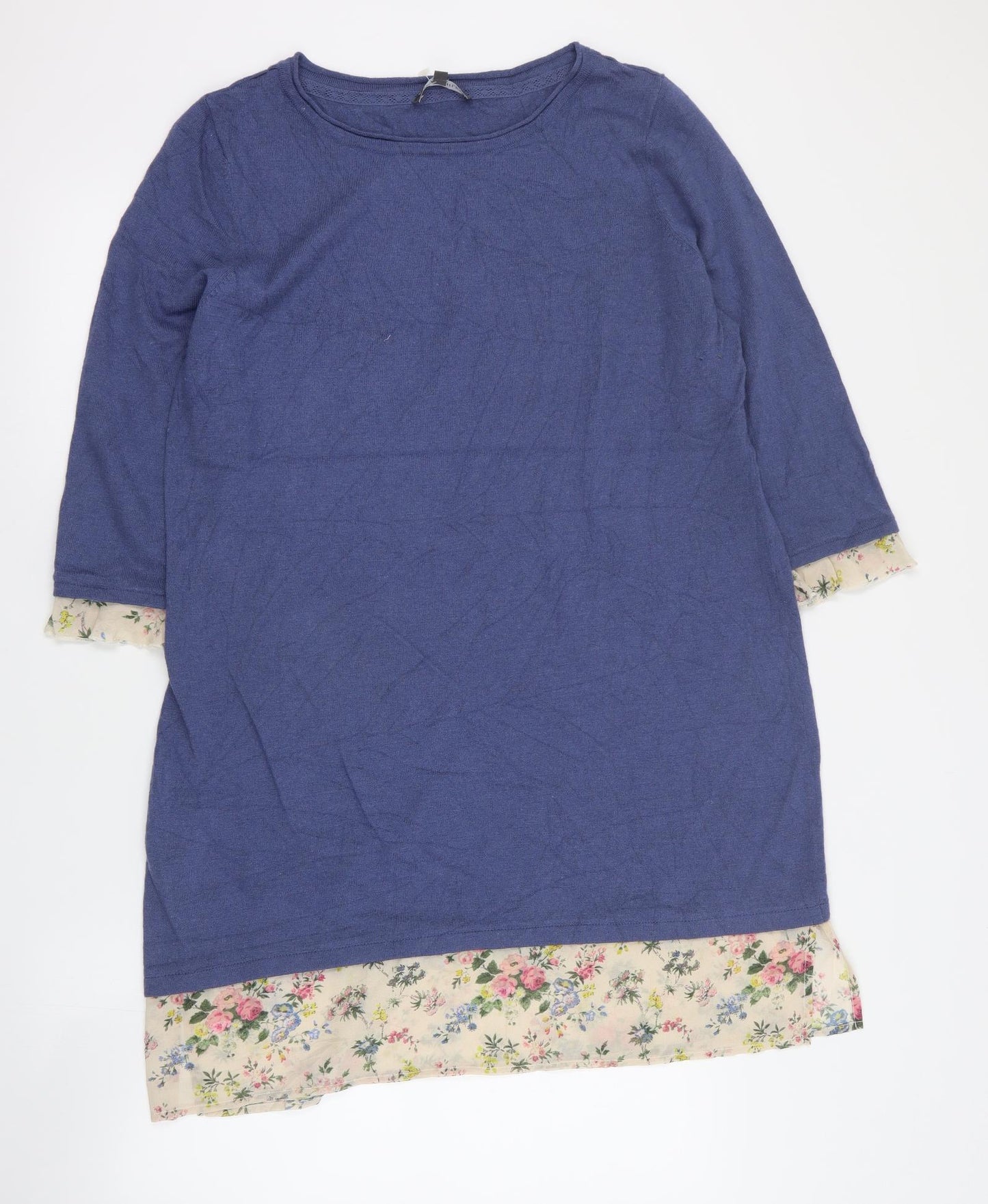 Laura Ashley Womens Blue  Wool Jumper Dress  Size 16  Round Neck Pullover