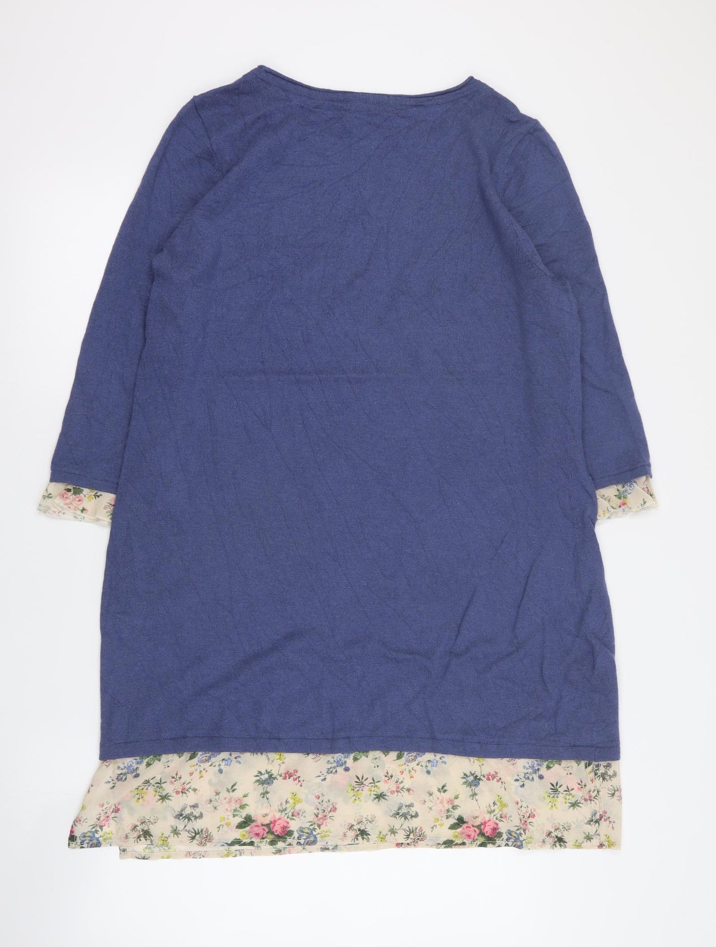 Laura Ashley Womens Blue  Wool Jumper Dress  Size 16  Round Neck Pullover