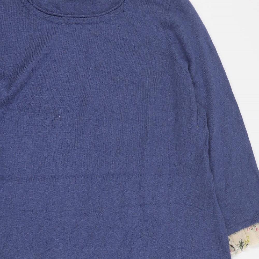 Laura Ashley Womens Blue  Wool Jumper Dress  Size 16  Round Neck Pullover