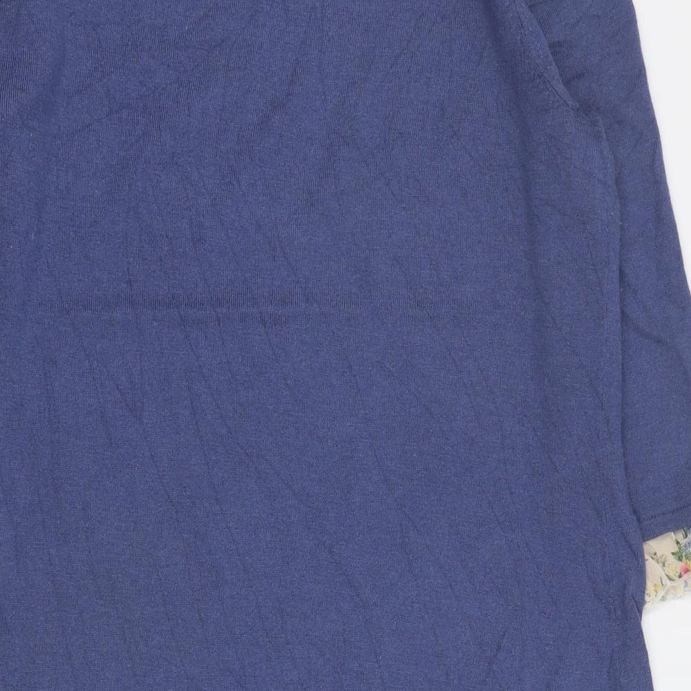 Laura Ashley Womens Blue  Wool Jumper Dress  Size 16  Round Neck Pullover