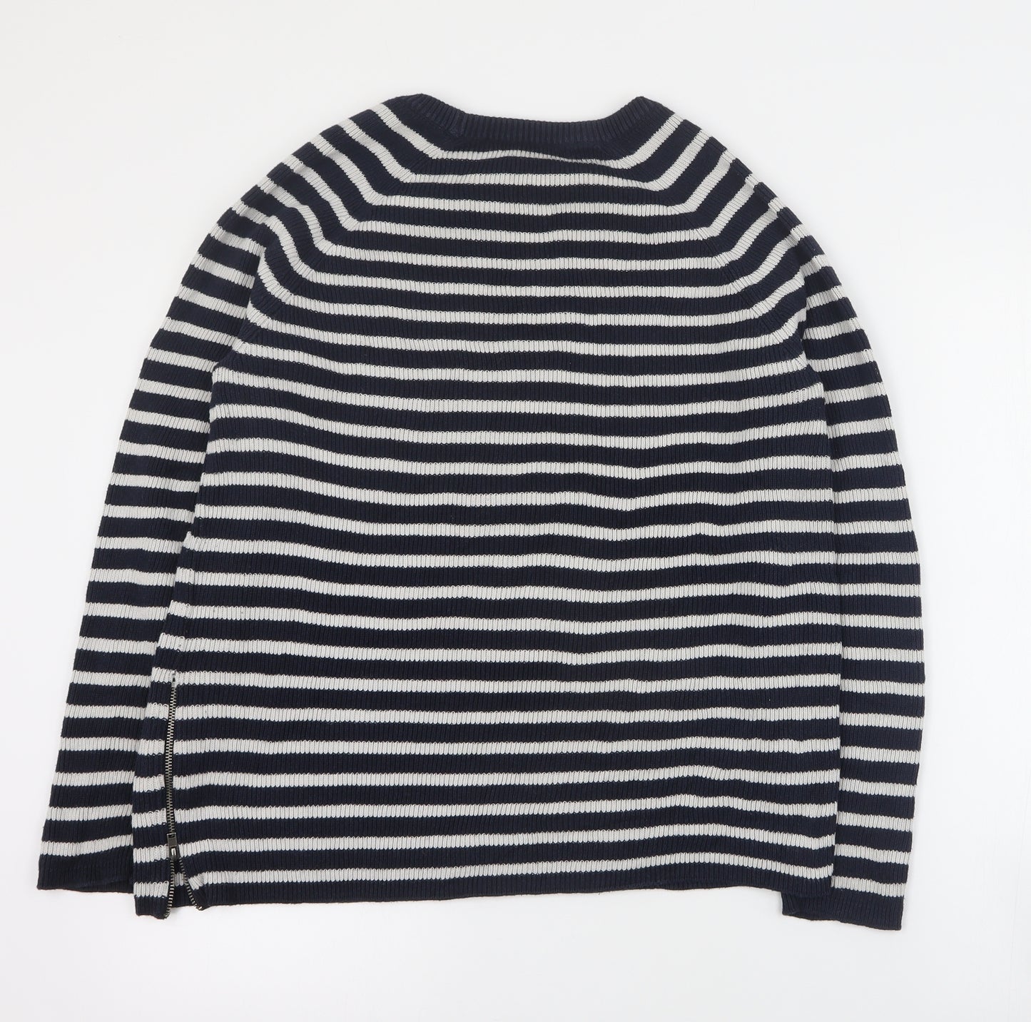 Banana Republic Womens Blue Square Neck Striped Cotton Pullover Jumper Size L