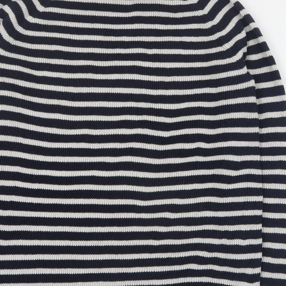 Banana Republic Womens Blue Square Neck Striped Cotton Pullover Jumper Size L