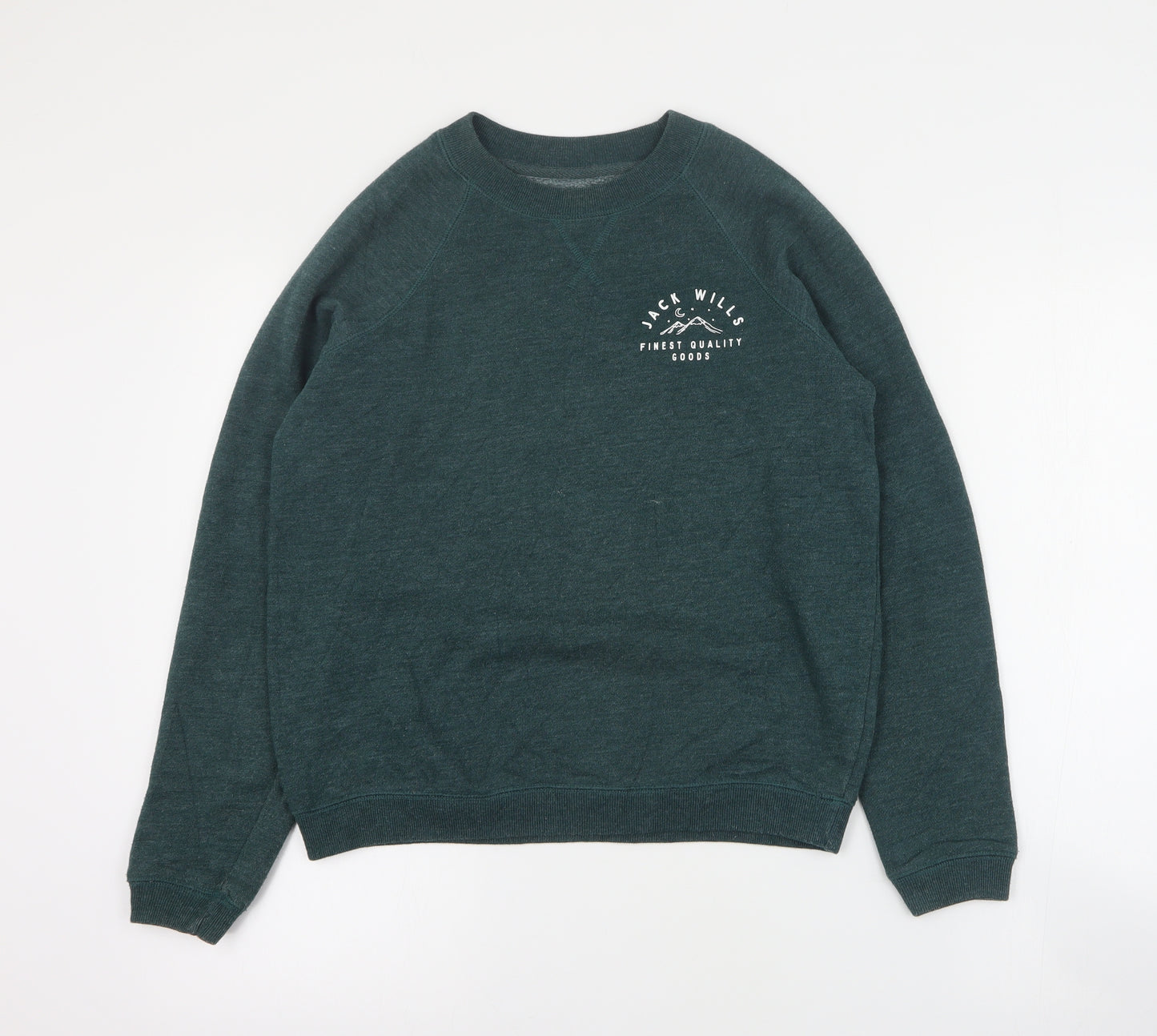 Jack Wills Womens Green  Cotton Pullover Sweatshirt Size 8  Pullover