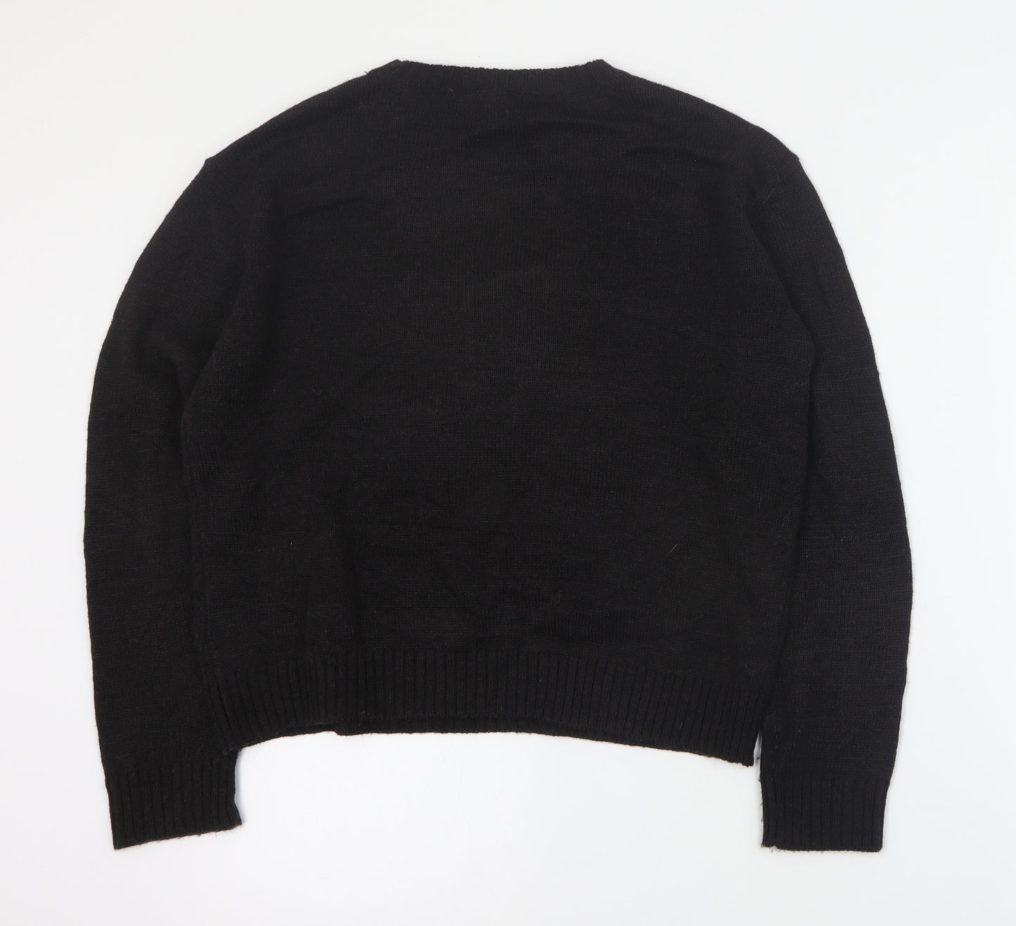 H&M Womens Black Round Neck  Acrylic Pullover Jumper Size S