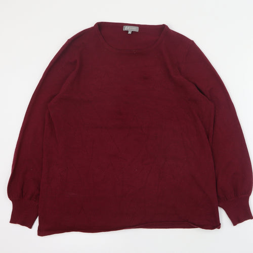 First Avenue Womens Red Round Neck  Viscose Pullover Jumper Size M