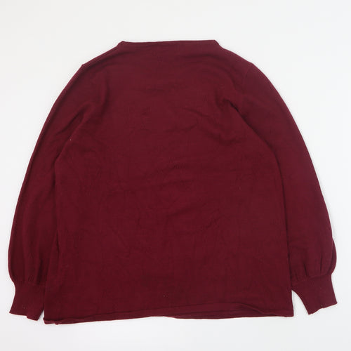 First Avenue Womens Red Round Neck  Viscose Pullover Jumper Size M