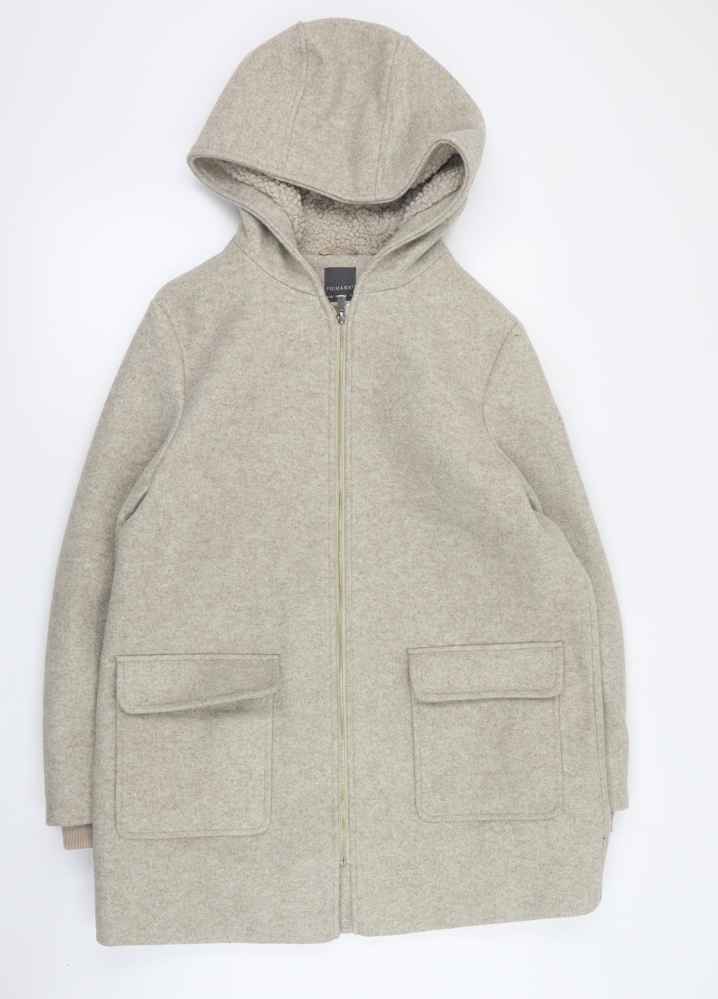 Primark Womens Beige   Pea Coat Coat Size 14  Zip
