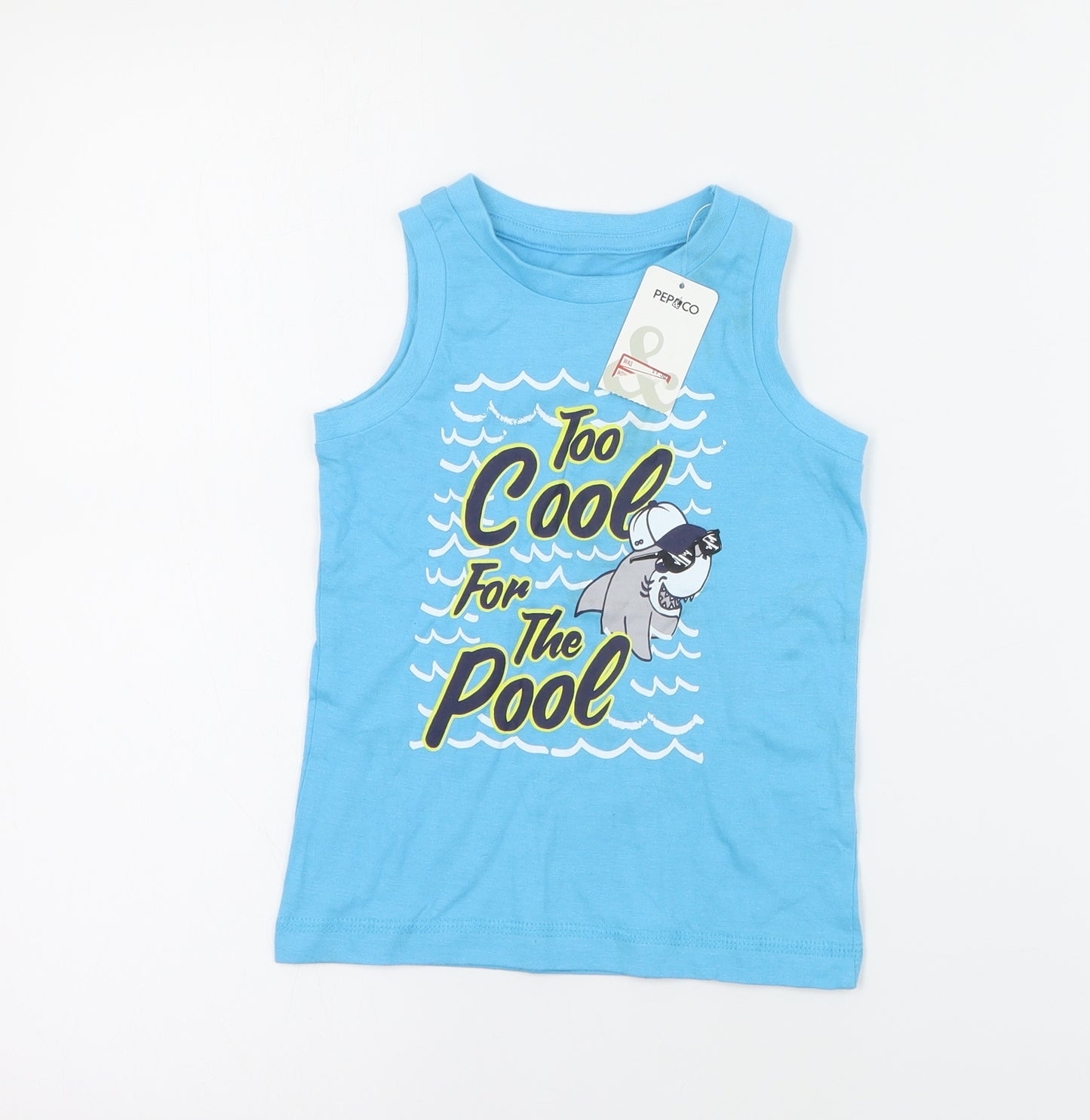 Pep & Co Boys Blue  100% Cotton Basic Tank Size 2-3 Years Crew Neck Pullover