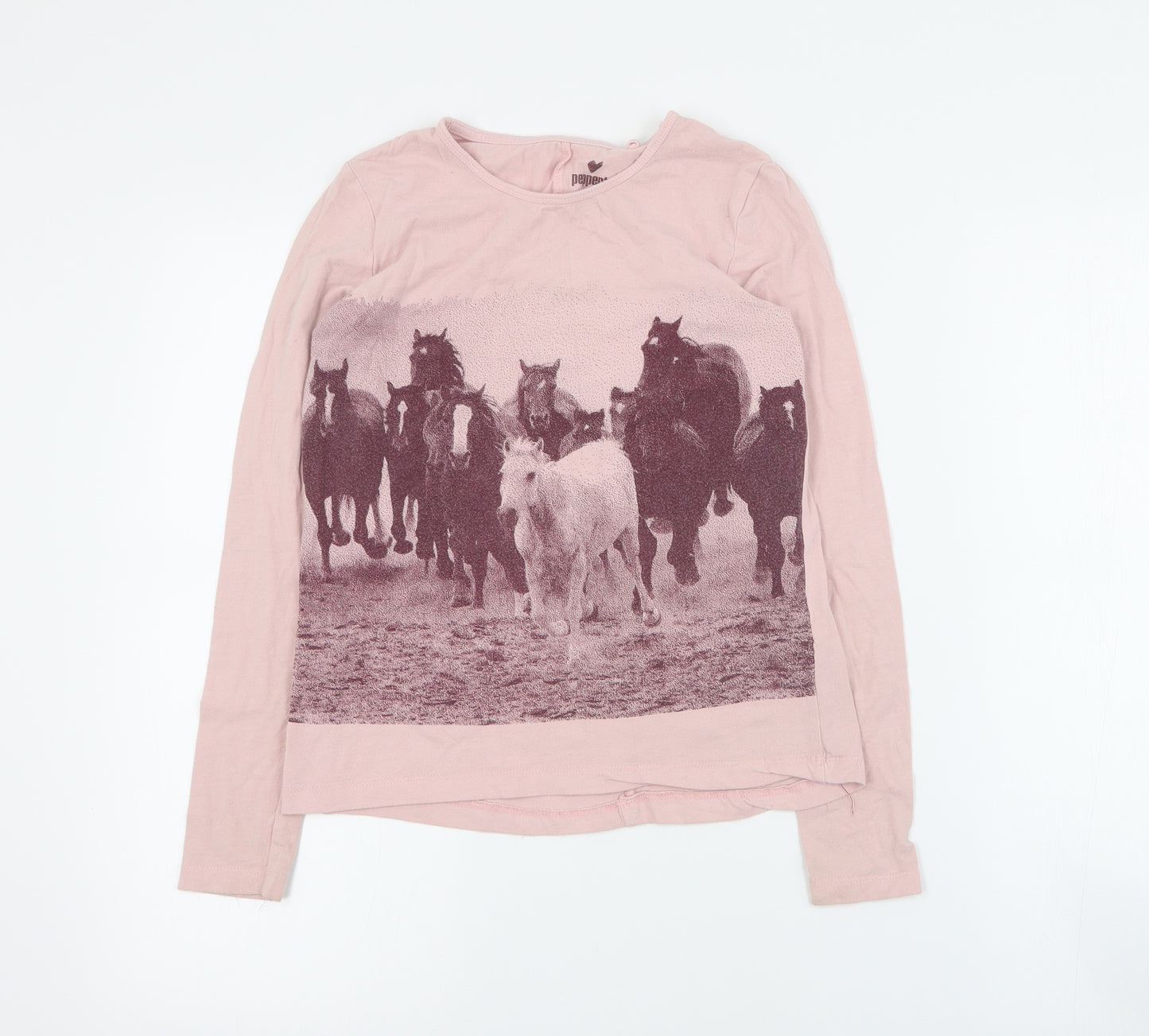 Pepperts Girls Pink  Cotton Basic T-Shirt Size 11-12 Years Round Neck Pullover