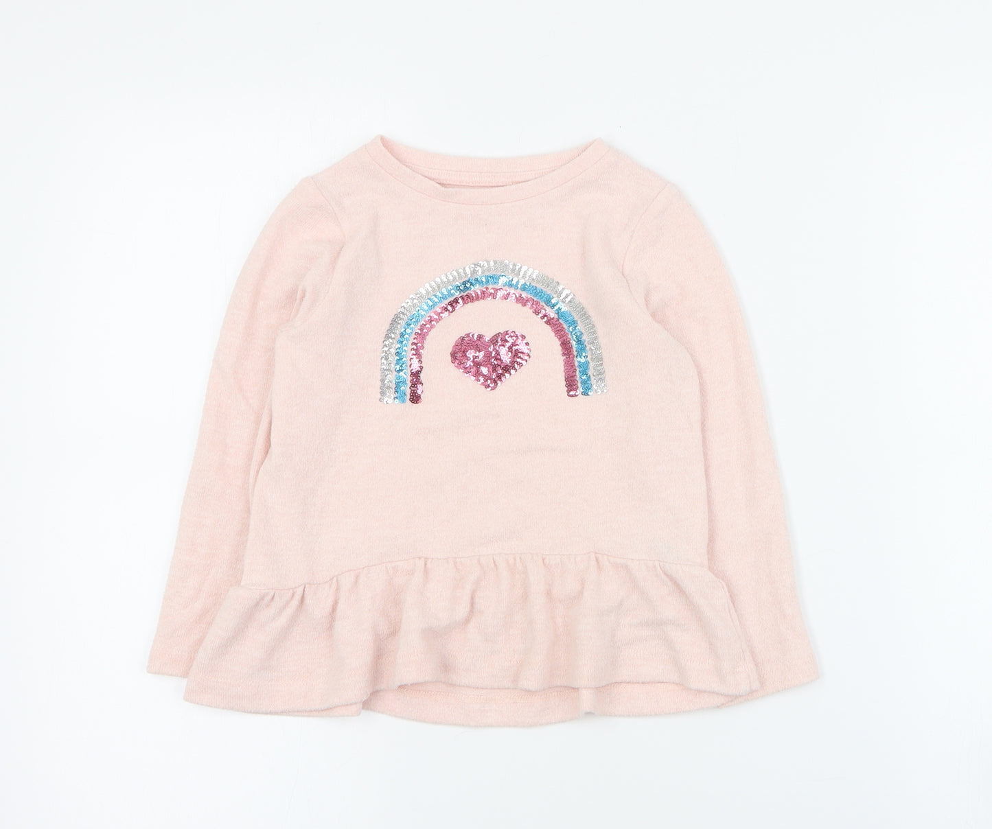 Dunnes Girls Pink Round Neck  Viscose Pullover Jumper Size 4-5 Years  Pullover