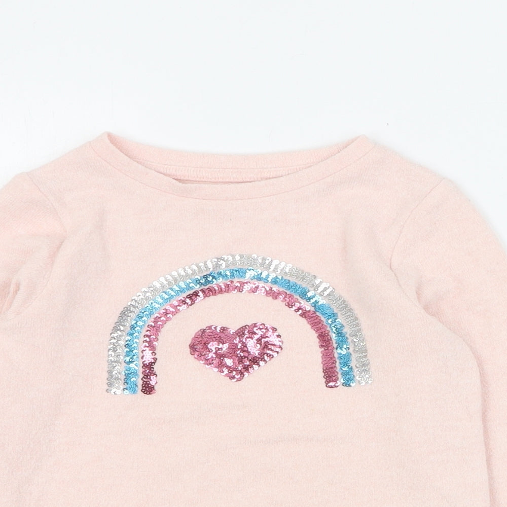 Dunnes Girls Pink Round Neck  Viscose Pullover Jumper Size 4-5 Years  Pullover