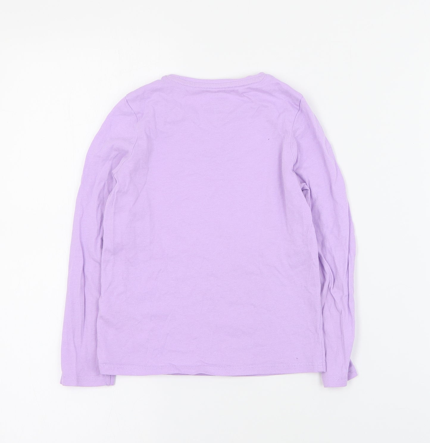 Marks and Spencer Girls Purple  Cotton Basic T-Shirt Size 4-5 Years Crew Neck Pullover
