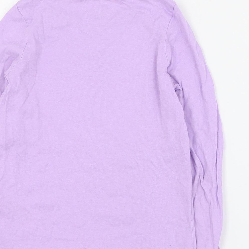 Marks and Spencer Girls Purple  Cotton Basic T-Shirt Size 4-5 Years Crew Neck Pullover