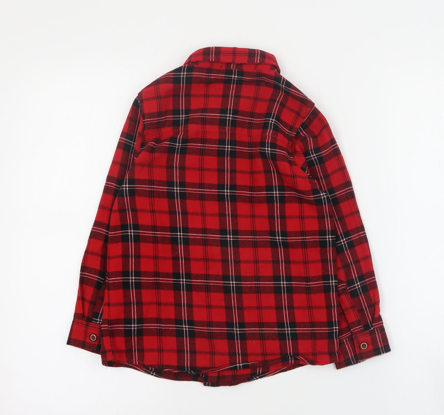 TU Boys Red Plaid Cotton Basic Button-Up Size 7 Years Collared Button