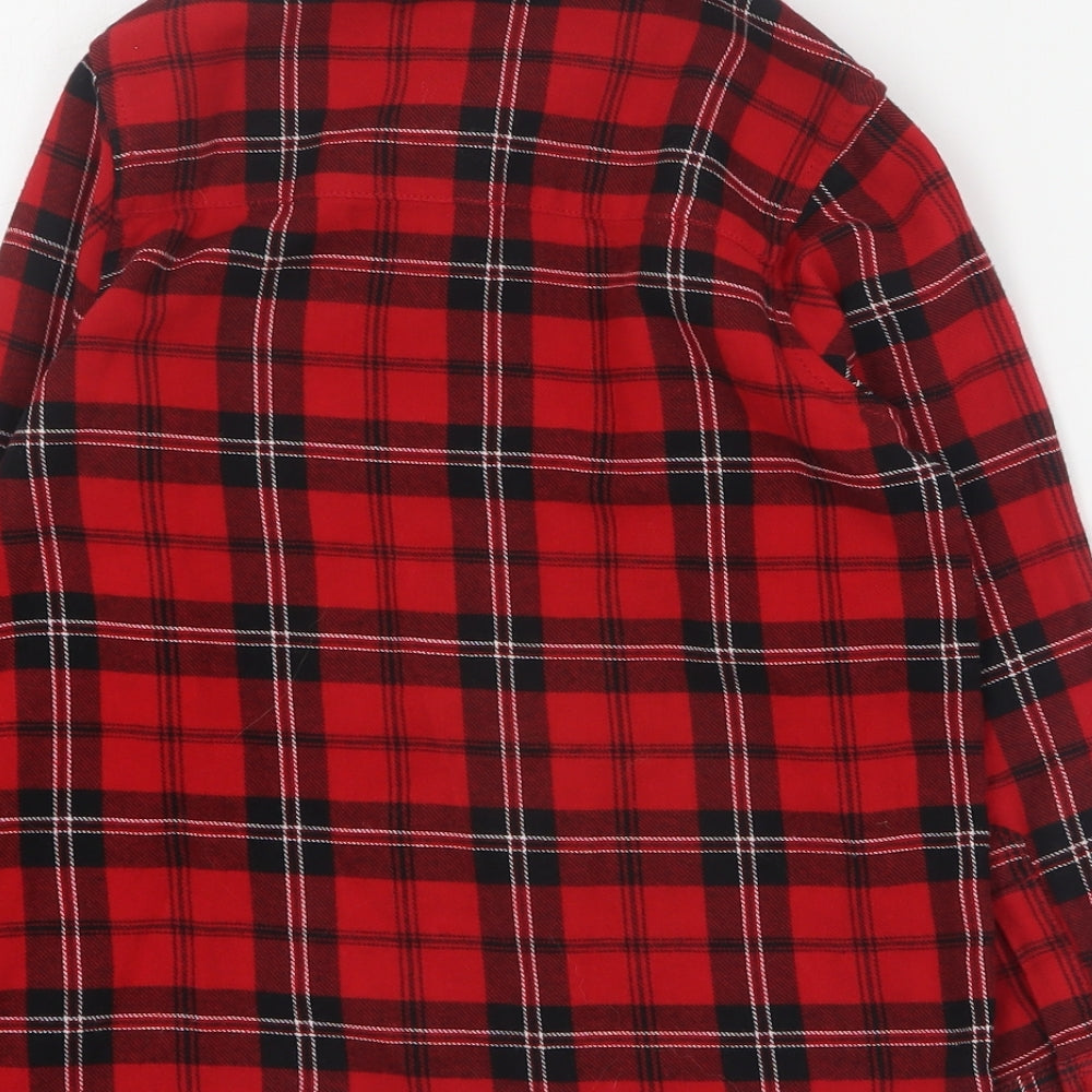 TU Boys Red Plaid Cotton Basic Button-Up Size 7 Years Collared Button