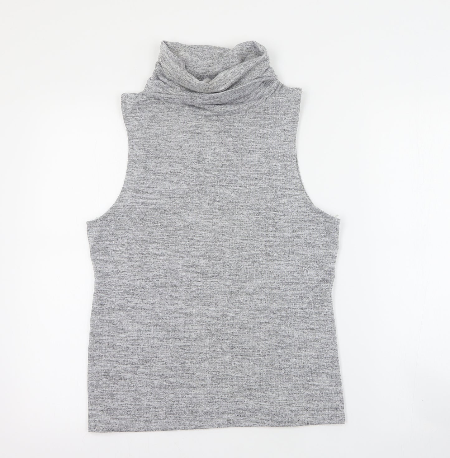 New Look Womens Grey  Polyester Basic Tank Size 14 Roll Neck
