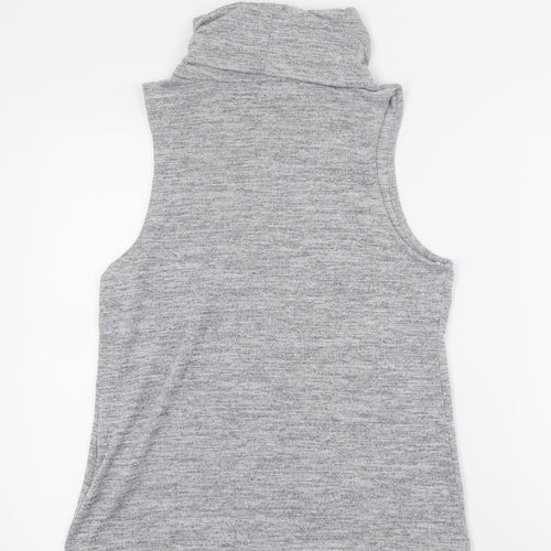 New Look Womens Grey  Polyester Basic Tank Size 14 Roll Neck
