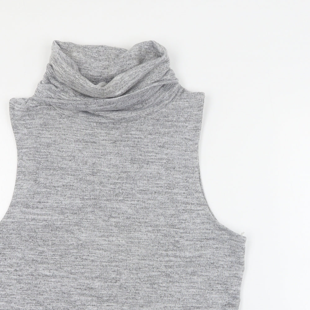 New Look Womens Grey  Polyester Basic Tank Size 14 Roll Neck