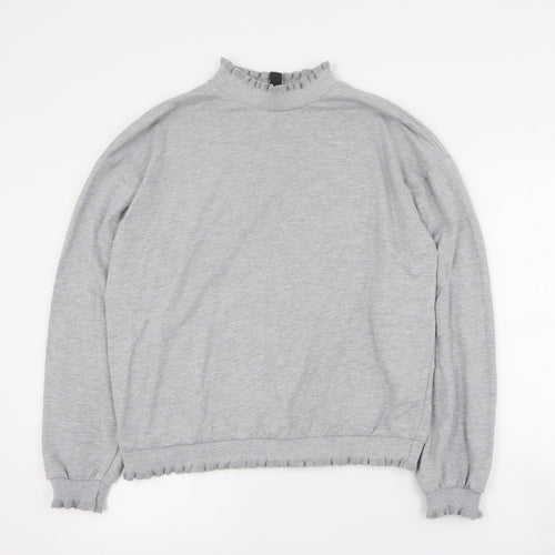 New Look Womens Grey Mock Neck  Polyester Pullover Jumper Size M