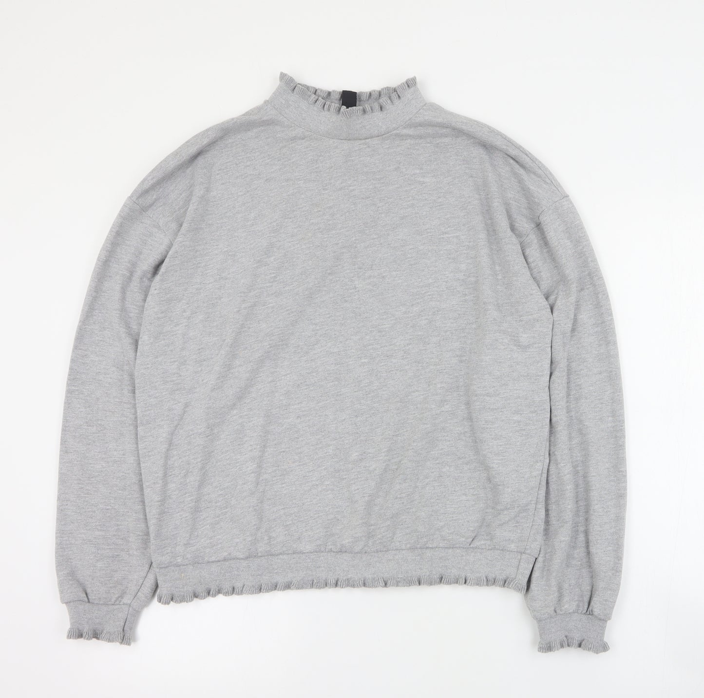 New Look Womens Grey Mock Neck  Polyester Pullover Jumper Size M