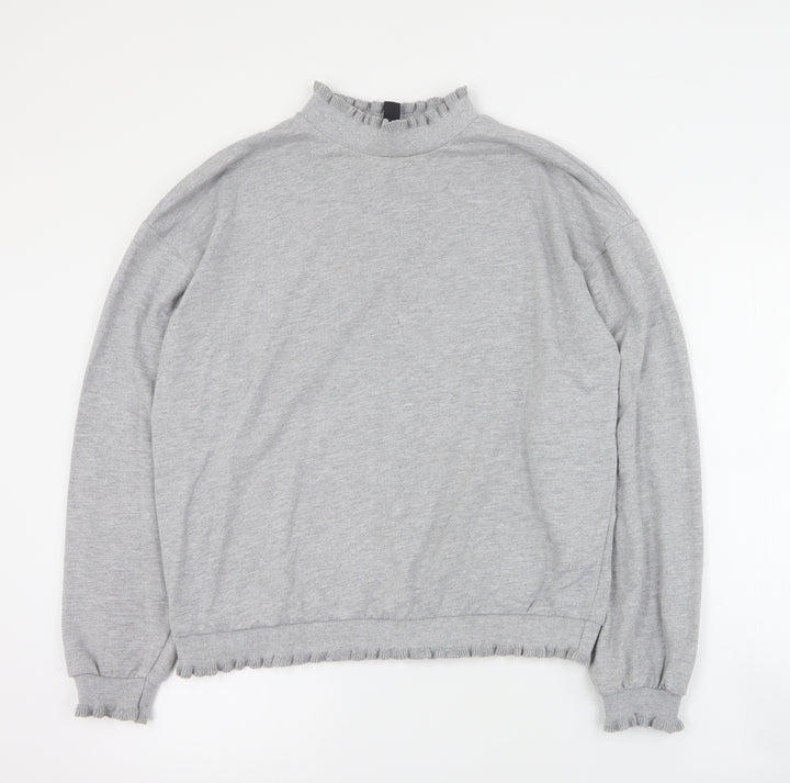 New Look Womens Grey Mock Neck  Polyester Pullover Jumper Size M