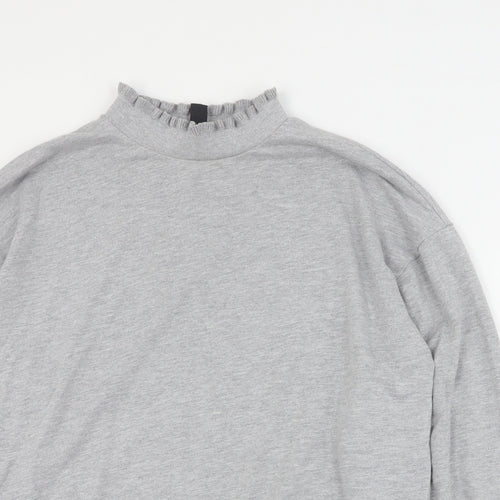New Look Womens Grey Mock Neck  Polyester Pullover Jumper Size M