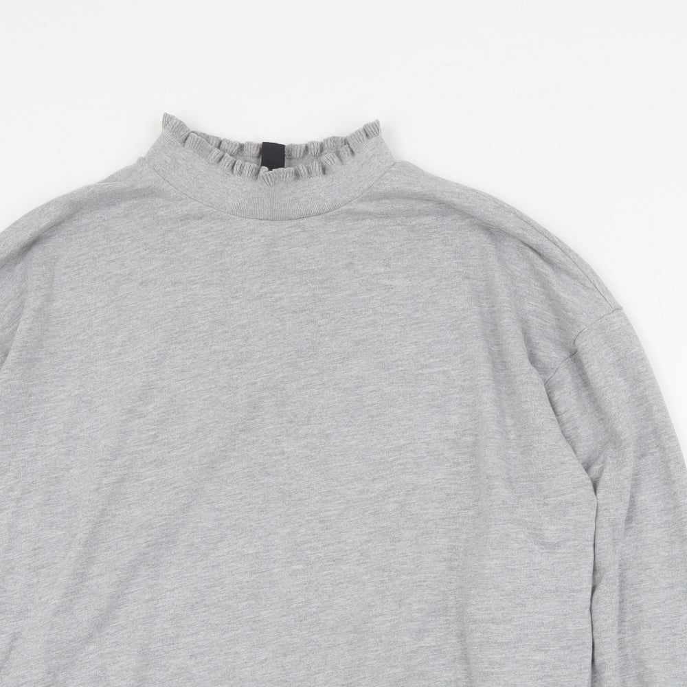 New Look Womens Grey Mock Neck  Polyester Pullover Jumper Size M