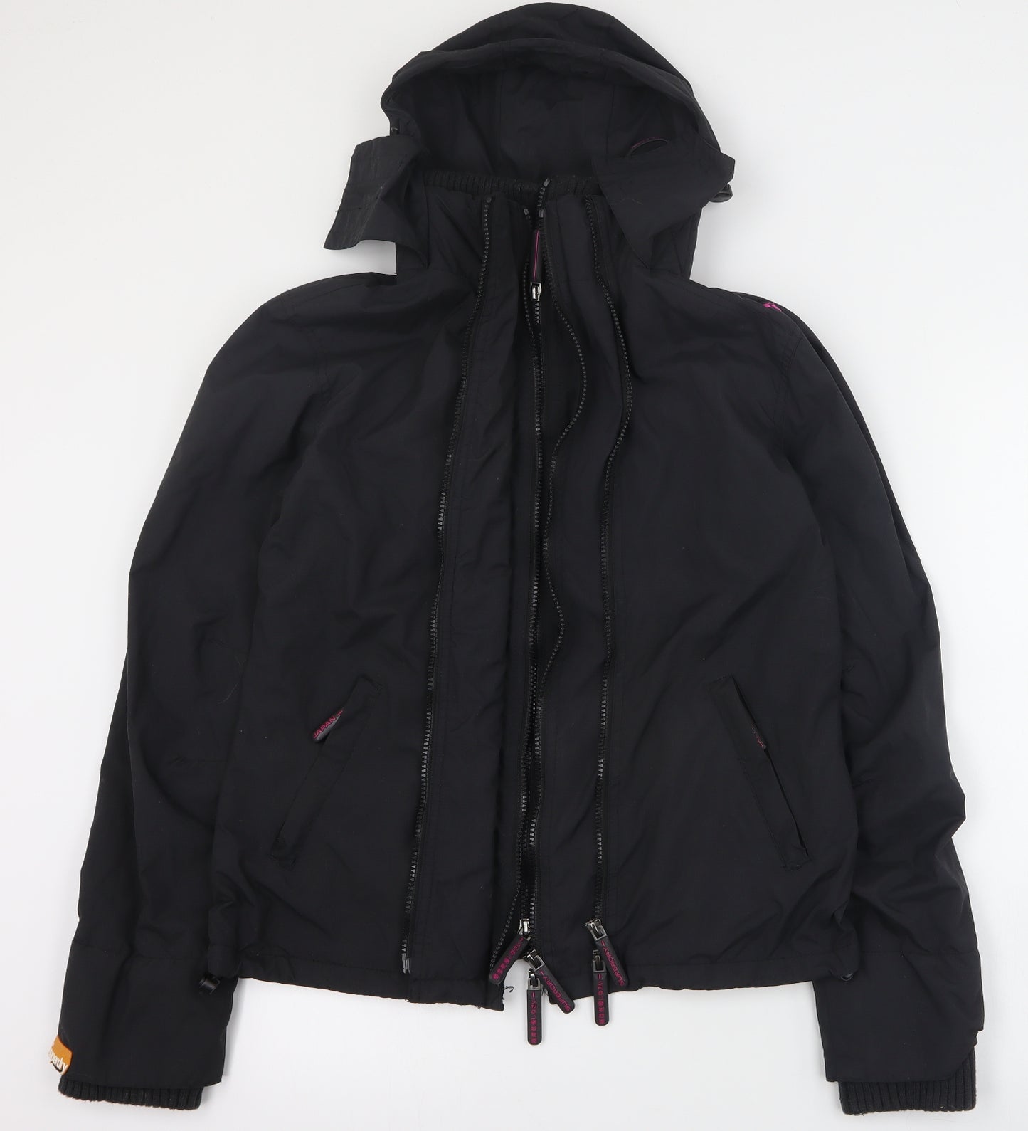 Superdry Womens Black   Rain Coat Coat Size L  Zip