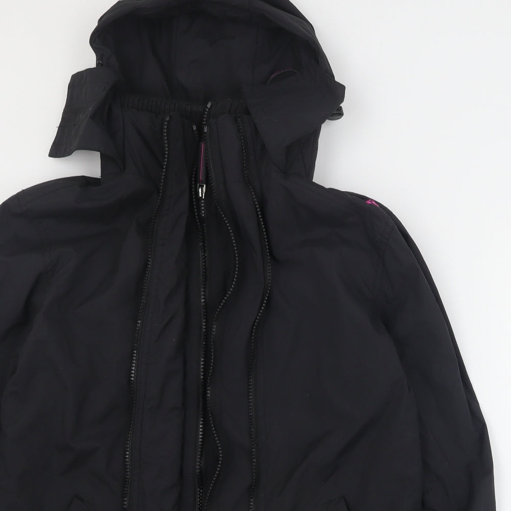 Superdry Womens Black   Rain Coat Coat Size L  Zip