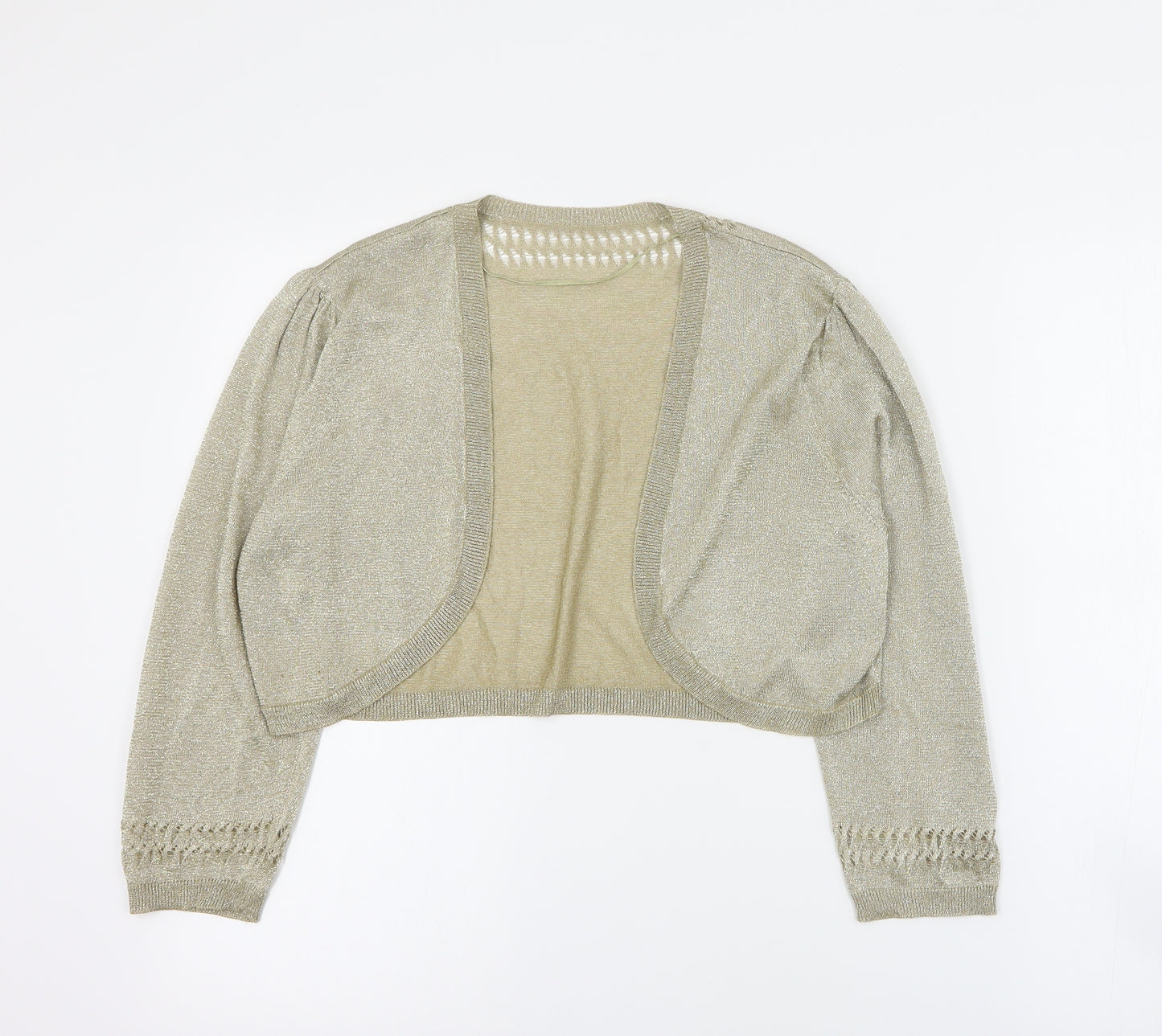 Monsoon Womens Gold V-Neck  Acrylic Shrug Jumper Size L
