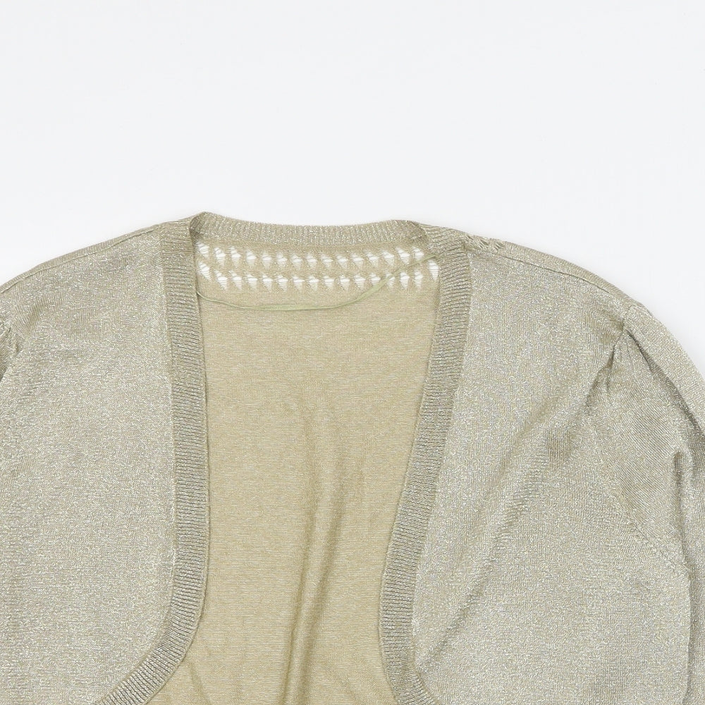 Monsoon Womens Gold V-Neck  Acrylic Shrug Jumper Size L