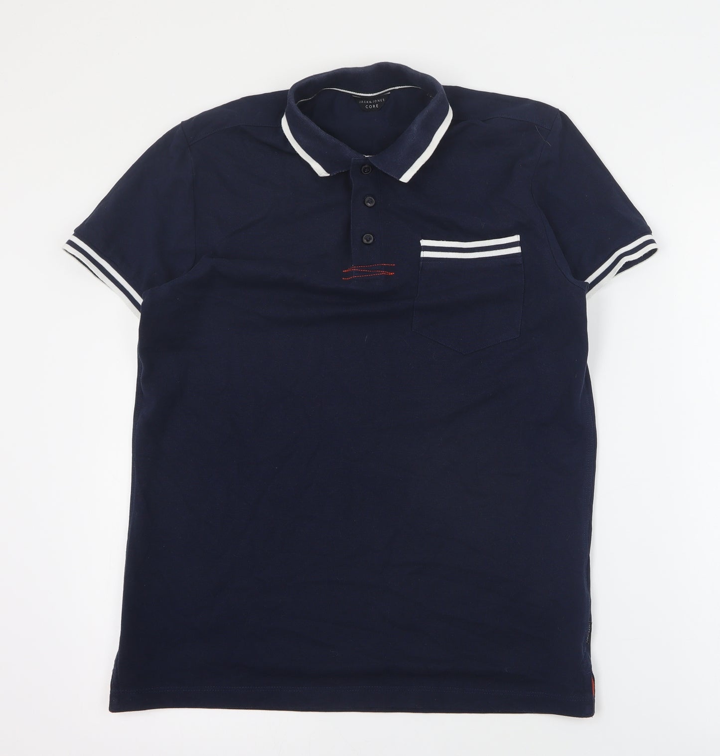 JACK & JONES Mens Blue  Cotton  Polo Size S Collared Button