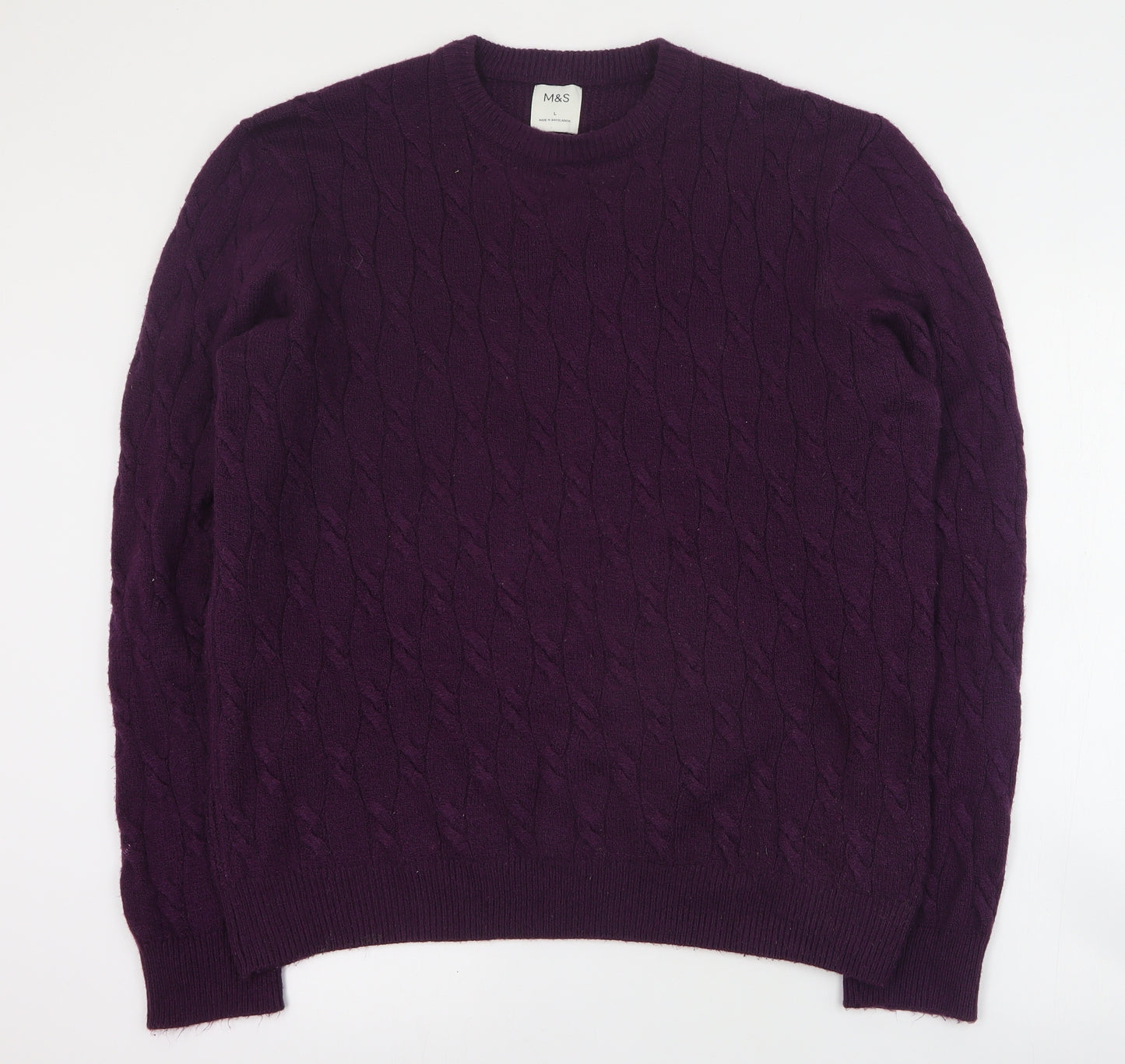 Marks and Spencer Mens Purple Round Neck  Polyimide Pullover Jumper Size L