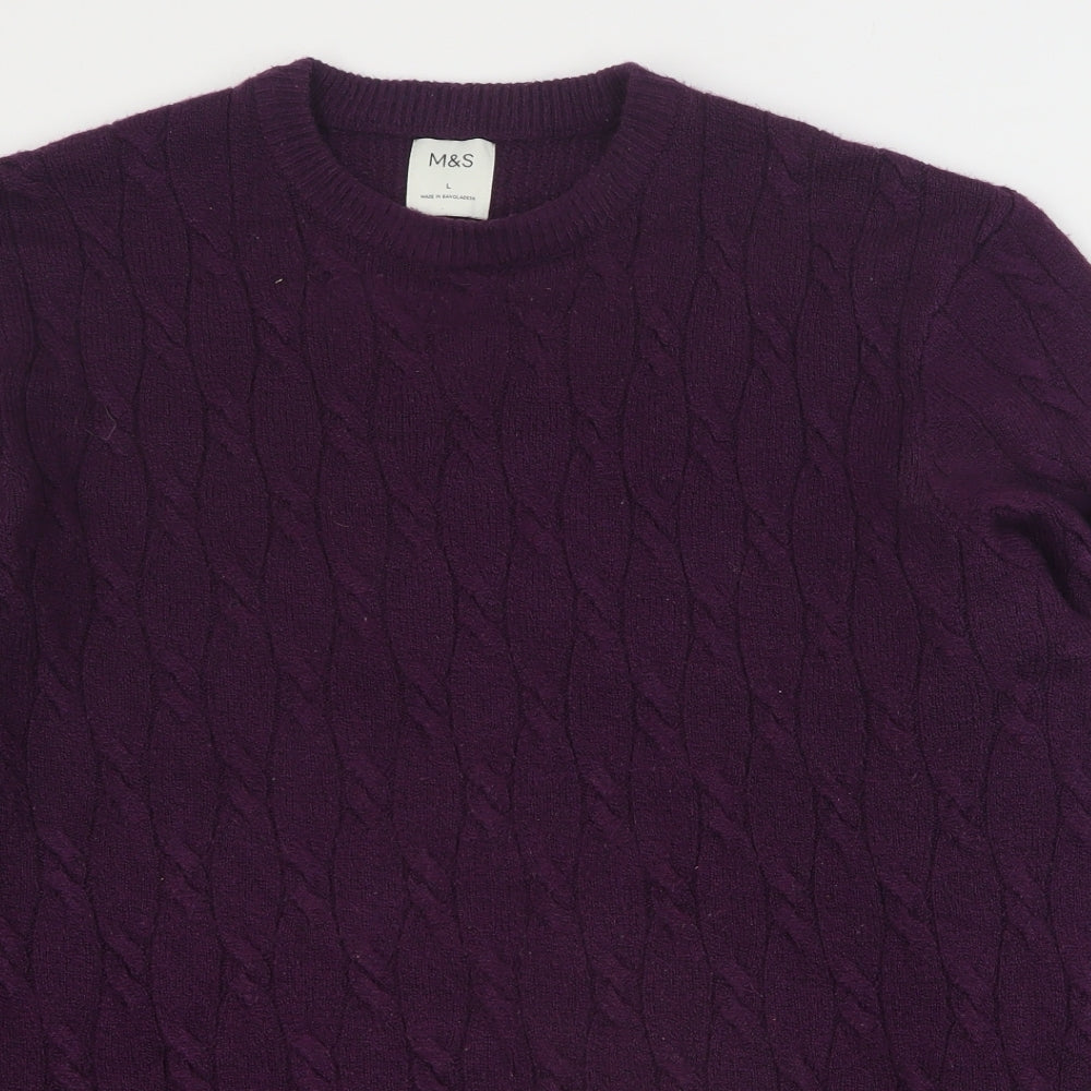 Marks and Spencer Mens Purple Round Neck  Polyimide Pullover Jumper Size L