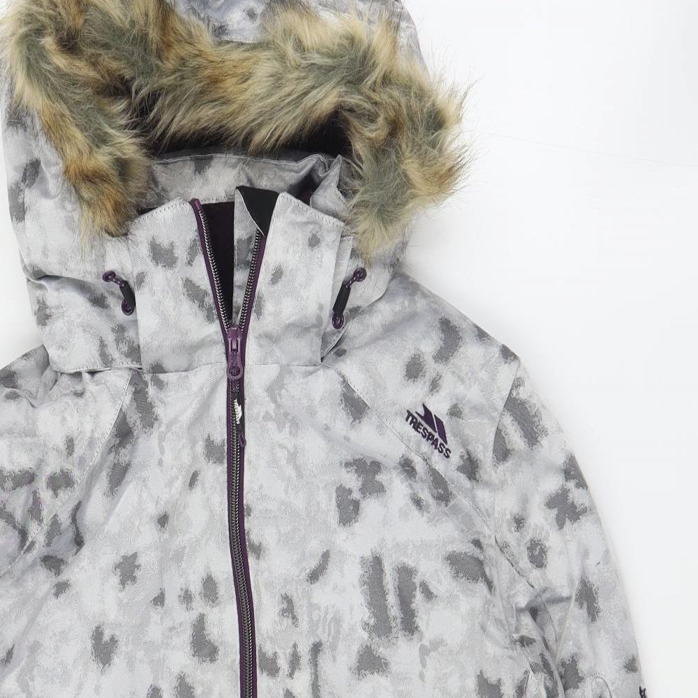 Trespass Womens Grey Geometric  Rain Coat Coat Size L  Zip