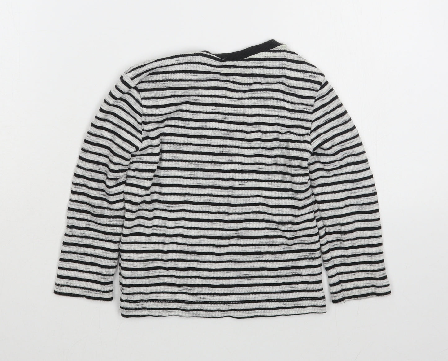F&F Boys Blue Striped Cotton Basic T-Shirt Size 2-3 Years Round Neck Pullover