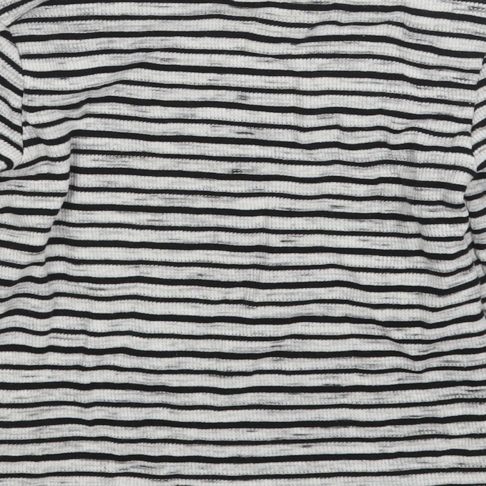 F&F Boys Blue Striped Cotton Basic T-Shirt Size 2-3 Years Round Neck Pullover