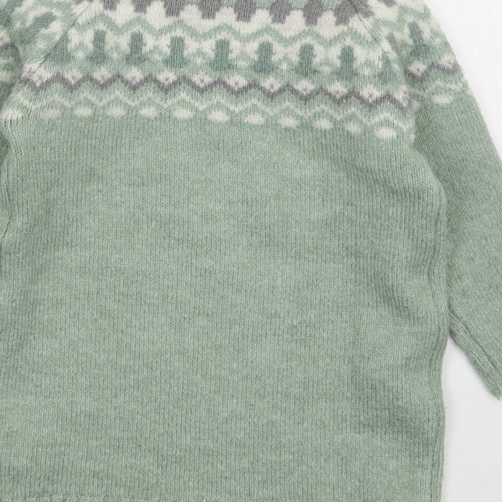 Primark Girls Green Fair Isle Acrylic Pullover Jumper Size 18-24 Months  Pullover