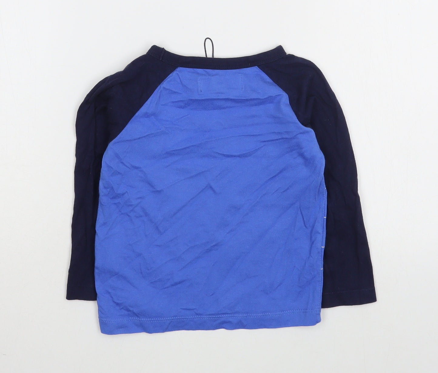 Maine Boys Blue Geometric 100% Cotton Basic T-Shirt Size 18-24 Months Round Neck Pullover