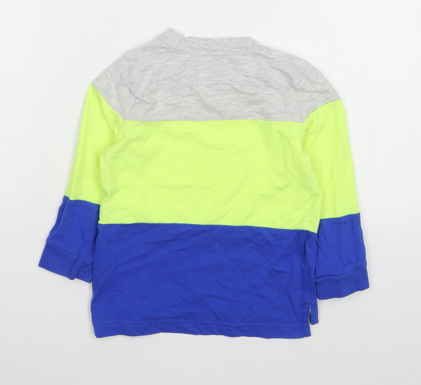 F&F Boys Multicoloured Colourblock Cotton Basic T-Shirt Size 3-4 Years Round Neck Pullover