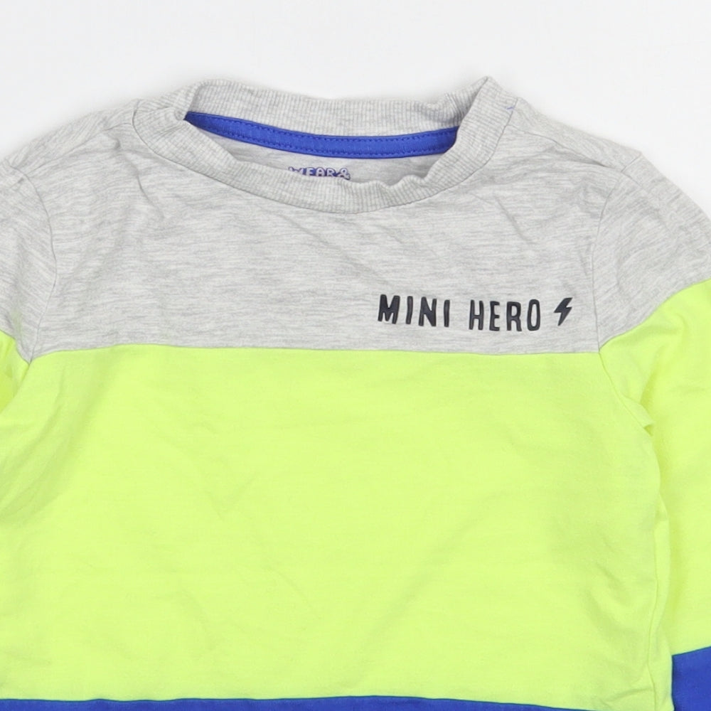 F&F Boys Multicoloured Colourblock Cotton Basic T-Shirt Size 3-4 Years Round Neck Pullover