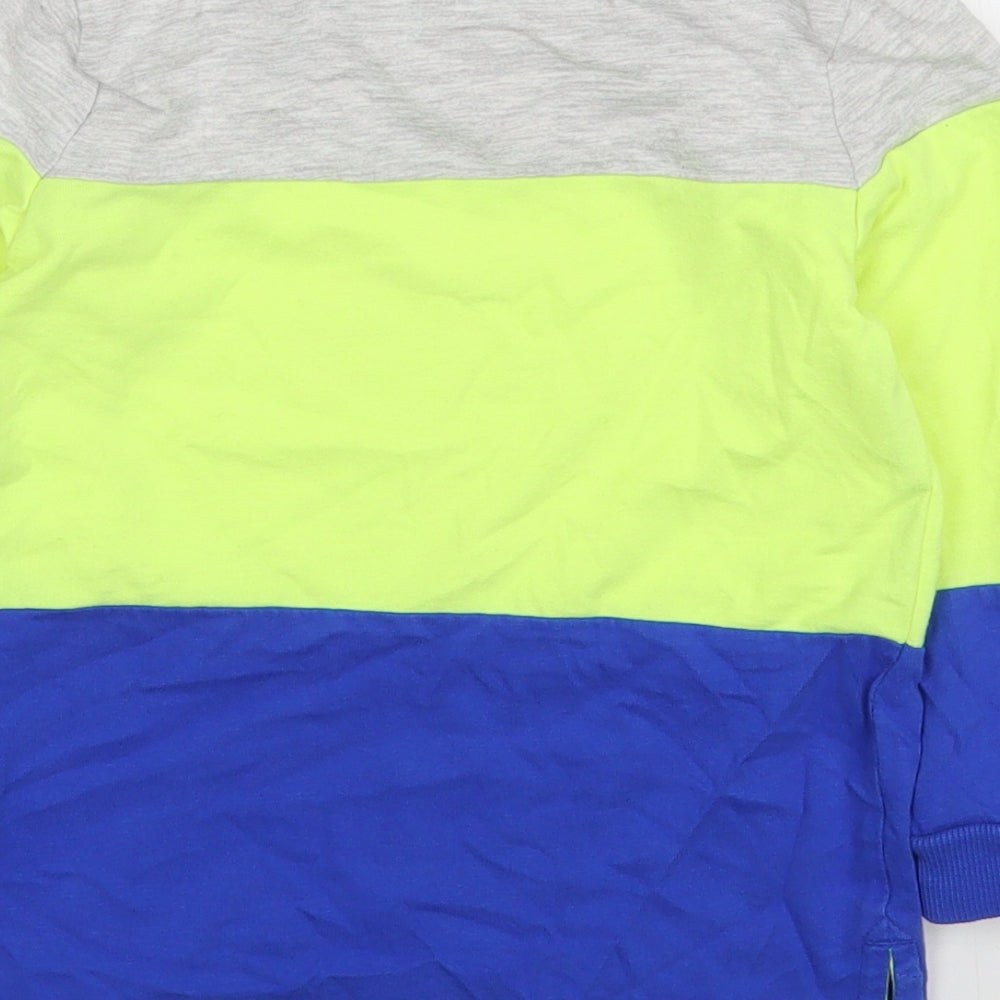 F&F Boys Multicoloured Colourblock Cotton Basic T-Shirt Size 3-4 Years Round Neck Pullover