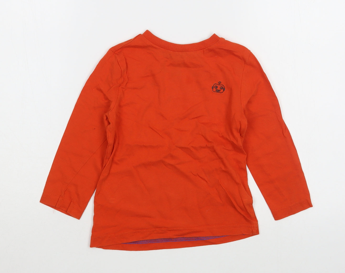 F&F Boys Orange  Cotton Basic T-Shirt Size 4-5 Years Round Neck Pullover