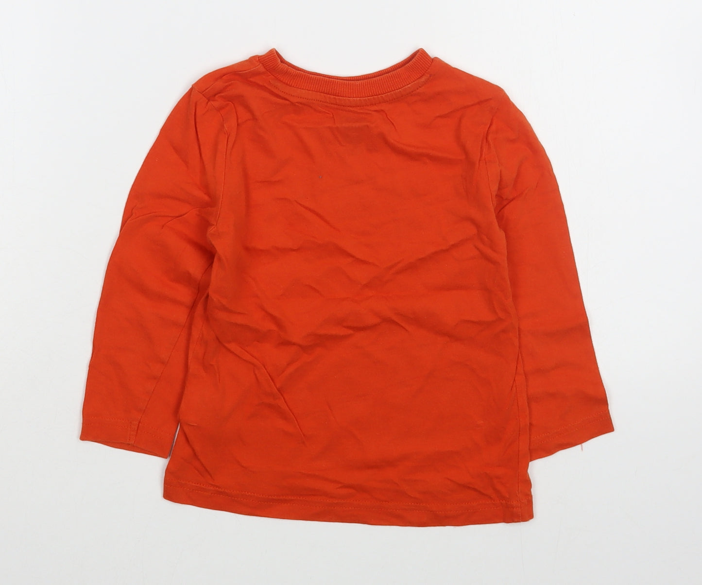 F&F Boys Orange  Cotton Basic T-Shirt Size 4-5 Years Round Neck Pullover