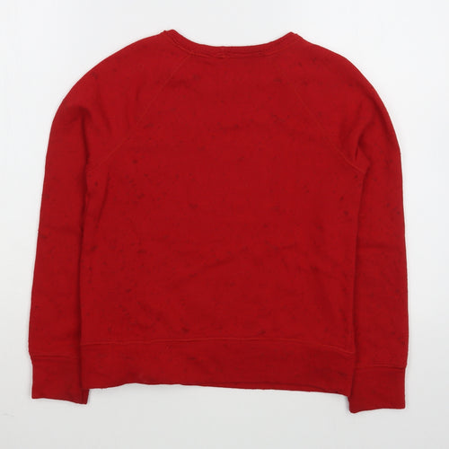 Sisley Girls Red  Cotton Pullover Sweatshirt Size 12-13 Years  Pullover